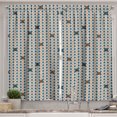 thumbnail image 1 of Ambesonne Bird Kitchen Curtains, Retro Themed 70s Circles Owl, 55"x24", Dark Sky Blue Almond Dust, 1 of 3