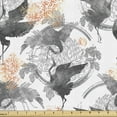 thumbnail image 1 of Ambesonne Bird Print Fabric by the Yard Upholstery, Dancing Cranes Fly Wings, 2 Yards, Grey Dark Peach and White, 1 of 5