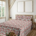 thumbnail image 1 of Ambesonne Bird Print Fitted & Flat Sheet with Shams 4 Pcs Set, Romantic English Roses, King, Pale Mauve and Dried Rose, 1 of 1