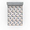 thumbnail image 1 of Ambesonne Bird Print Fitted Sheet, Dancing Cranes Fly Wings, King Size, Grey Dark Peach and White, 1 of 5