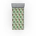thumbnail image 1 of Ambesonne Bird Print Fitted Sheet, Exotic Parrots Jungle, Twin Size, Fern Green and Dark Pink, 1 of 5