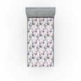 thumbnail image 1 of Ambesonne Bird Print Fitted Sheet, Retro Wild Floral Cranes, Twin Size, Dark Pink and Slate Blue, 1 of 5