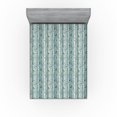 thumbnail image 1 of Ambesonne Bird Print Fitted Sheet, Winter Forest Snowy Art, Full Size, Cadet Blue Yellow and Grey, 1 of 5