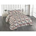 thumbnail image 1 of Ambesonne Bird Print Quilted Bedspread Set 3 Pcs, Art Jungle Leaves Summer, Twin, Dark Teal Cinnamon Rose, 1 of 4