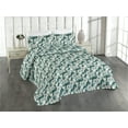 thumbnail image 1 of Ambesonne Bird Print Quilted Bedspread Set 3 Pcs, Goldfinch Floral Spring, Twin, Hunter Green and Pale Grey, 1 of 4