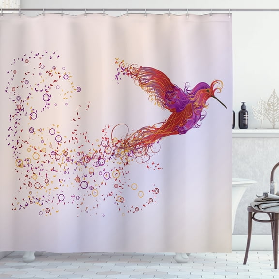 Ambesonne Bird Shower Curtain, Abstract Hummingbird, 69"Wx84"L, Multicolor