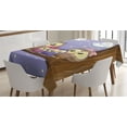 thumbnail image 1 of Ambesonne Bird Tablecloth Rectangular Table Cover, Cartoon Style Owl Family, 60"x84", Lavender and Brown, 1 of 3