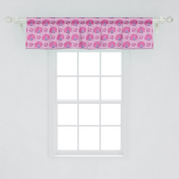Ambesonne Bird Window Valance, Feminine Pattern with Continuous Exotic Avian Pattern and Hearts, Curtain Valance for Kitchen Bedroom Decor with Rod Pocket, 54" X 12", Multicolor