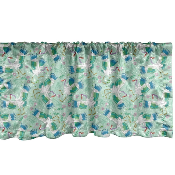 Ambesonne Bird Window Valance, Flying Pelican Graphic Art, 54" X 12", Almond Green Multicolor