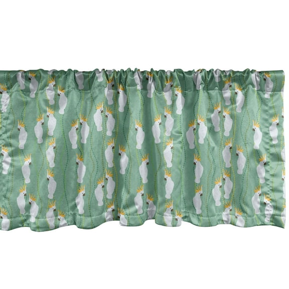 Ambesonne Bird Window Valance, Tropical Cartoon Cockatoos, 54" X 18", Multicolor