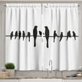 thumbnail image 1 of Ambesonne Bird on a Wire Kitchen Curtains, Big Little Avian Art, 55"x39", Charcoal Grey and White, 1 of 3