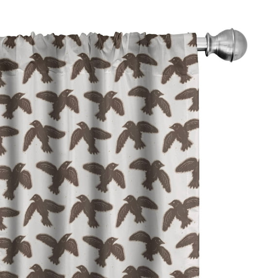 Ambesonne Birds Curtains, Animal Drawn by Hand, Pair of 28"x84", Dark Taupe Pale Salmon