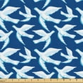thumbnail image 1 of Ambesonne Birds Fabric by the Yard Upholstery, Gentle Drawings of Pigeons, 5 Yards, Navy Blue Pale Blue, 1 of 5