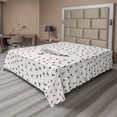 thumbnail image 1 of Ambesonne Birds Flat Sheet, Sketch Forest Animal Pattern, King Size, Eggshell and Black, 1 of 1