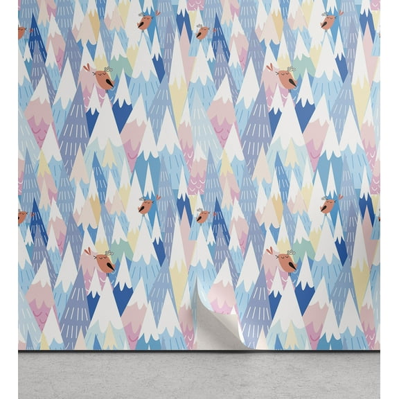 Ambesonne Birds Peel & Stick Wallpaper for Home, Birds on Mountain Peaks, 13"x36", Multicolor