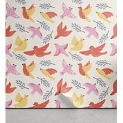 Ambesonne Birds Peel & Stick Wallpaper for Home, Scandi Leaves Wingy Animals, 13"x36", Lilac Pink Earth Yellow