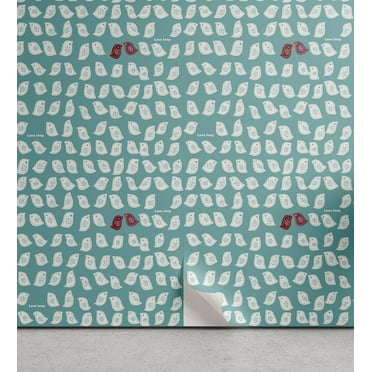 Ambesonne Birds Peel & Stick Wallpaper for Home, Snippet Connivent Sparrow, 13"x72", Burgundy Seafoam