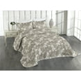 thumbnail image 1 of Ambesonne Birds Quilted Coverlet 2 Pcs, Boho Pattern Magnolia Floral, Twin Size, Umber and Pale Taupe, 1 of 4
