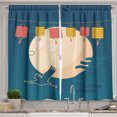 thumbnail image 1 of Ambesonne Birds Theme Kitchen Curtains, Stork Clouds Oriental, 55"x45", Dark Sky Blue and Marigold, 1 of 3