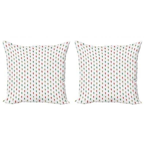 Ambesonne Birds Throw Pillow Cover 2 Pack, Exotic Parrots in Vivid Tones, 16", Multicolor