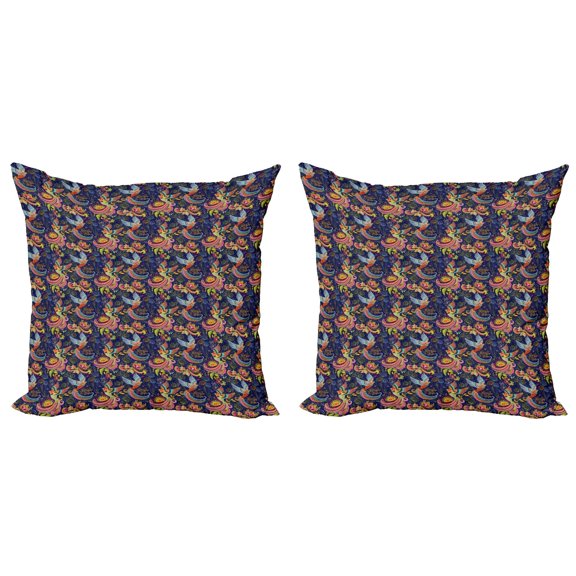 Ambesonne Birds Throw Pillow Cover 2 Pack, Mythical Rising Phoenix Bird, 18", Multicolor