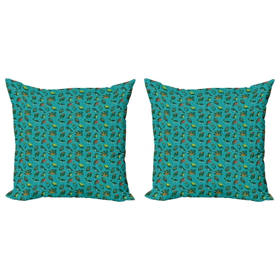 Ambesonne Birds Throw Pillow Cover 2 Pack, Tiny Bird Foot Prints, 16", Multicolor