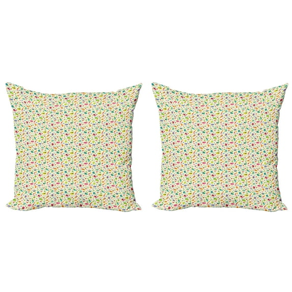 Ambesonne Birds Throw Pillow Cover 2 Pack, Tweeting Plumpy Swallow, 16", Multicolor