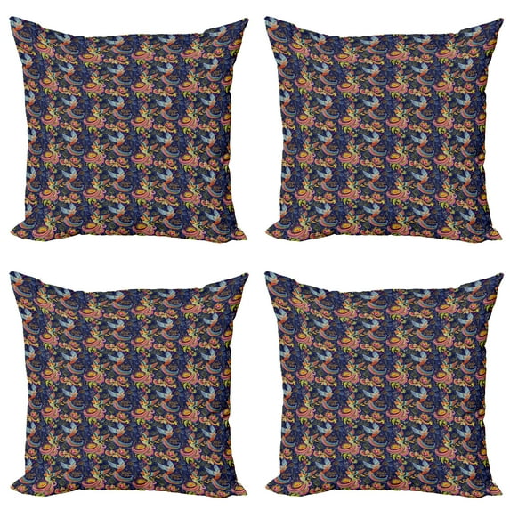 Ambesonne Birds Throw Pillow Cover 4 Pack, Mythical Rising Phoenix Bird, 16", Multicolor