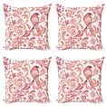 thumbnail image 1 of Ambesonne Birds Throw Pillow Cover 4 Pack, Salmon Colored Pattern, 16", Coral Salmon and Peach, 1 of 2