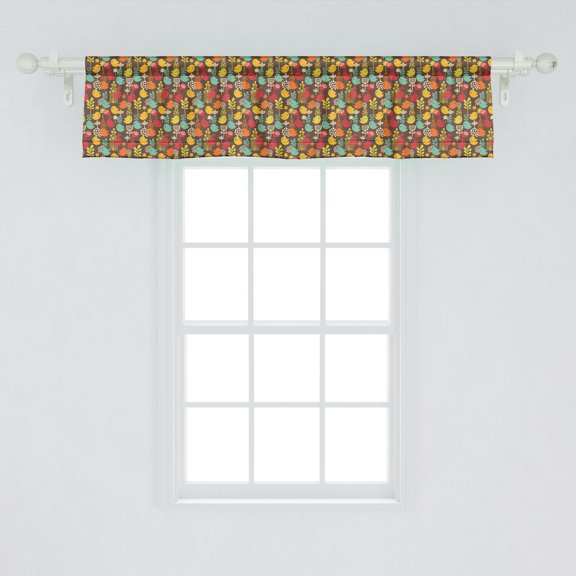 Ambesonne Birds Window Valance, Amusing Abstract Design of Birds with Weeny Sicklebills Among the Dandelions, Curtain Valance for Kitchen Bedroom Decor with Rod Pocket, 54" X 12", Multicolor