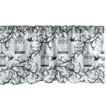 Ambesonne Birds Window Valance, Branch of Floral Tree, 54" X 18", Blue Black
