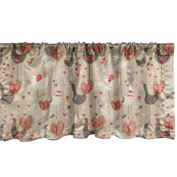 Ambesonne Birds Window Valance, Chickens with Red Ducklips, 54" X 18", Taupe Beige