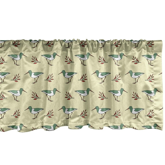 Ambesonne Birds Window Valance, Shorebirds Animals Long Beaks, 54" X 18", Pale Green Red