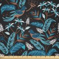 thumbnail image 1 of Ambesonne Birds and Nature Fabric by the Yard Microfiber, Exotic Leaves Boho, 5 Yards, Petrol Blue Umber Teal, 1 of 1