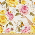 thumbnail image 1 of Ambesonne Birds and Nature Fabric by the Yard Upholstery, English Roses Art, 10 Yards, Earth Yellow Fawn Sepia, 1 of 5