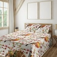 thumbnail image 1 of Ambesonne Birds and Nature Fitted & Flat Sheet with Sham 3 Pcs Set, Japanese Sparrow, Twin XL, Vermilion Pale Pink Cream, 1 of 5