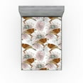 thumbnail image 1 of Ambesonne Birds and Nature Fitted Sheet, Art Sketchy Flower, Queen Size, Paprika Pale Pink White, 1 of 5