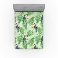 thumbnail image 1 of Ambesonne Birds and Nature Fitted Sheet, Exotics Toucan Art, Full Size, Purpleblue Fern Green, 1 of 5