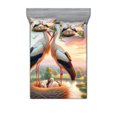 thumbnail image 1 of Ambesonne Birds and Nature Fitted Sheet & Pillow Sham Set, Storks of Romance, Full, Fern Green Multicolor, 1 of 2