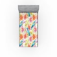thumbnail image 1 of Ambesonne Birds and Nature Fitted Sheet, Retro Alstroemeria, Twin XL Size, Pale Blue Pale Fuchsia, 1 of 5