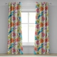 thumbnail image 1 of Ambesonne Birds and Nature Grommet Curtain, Retro Alstroemeria, 50"x84", Pale Blue Pale Fuchsia, 1 of 1