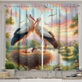 thumbnail image 1 of Ambesonne Birds and Nature Kitchen Curtains, Storks of Romance, 55"x39", Fern Green Multicolor, 1 of 3