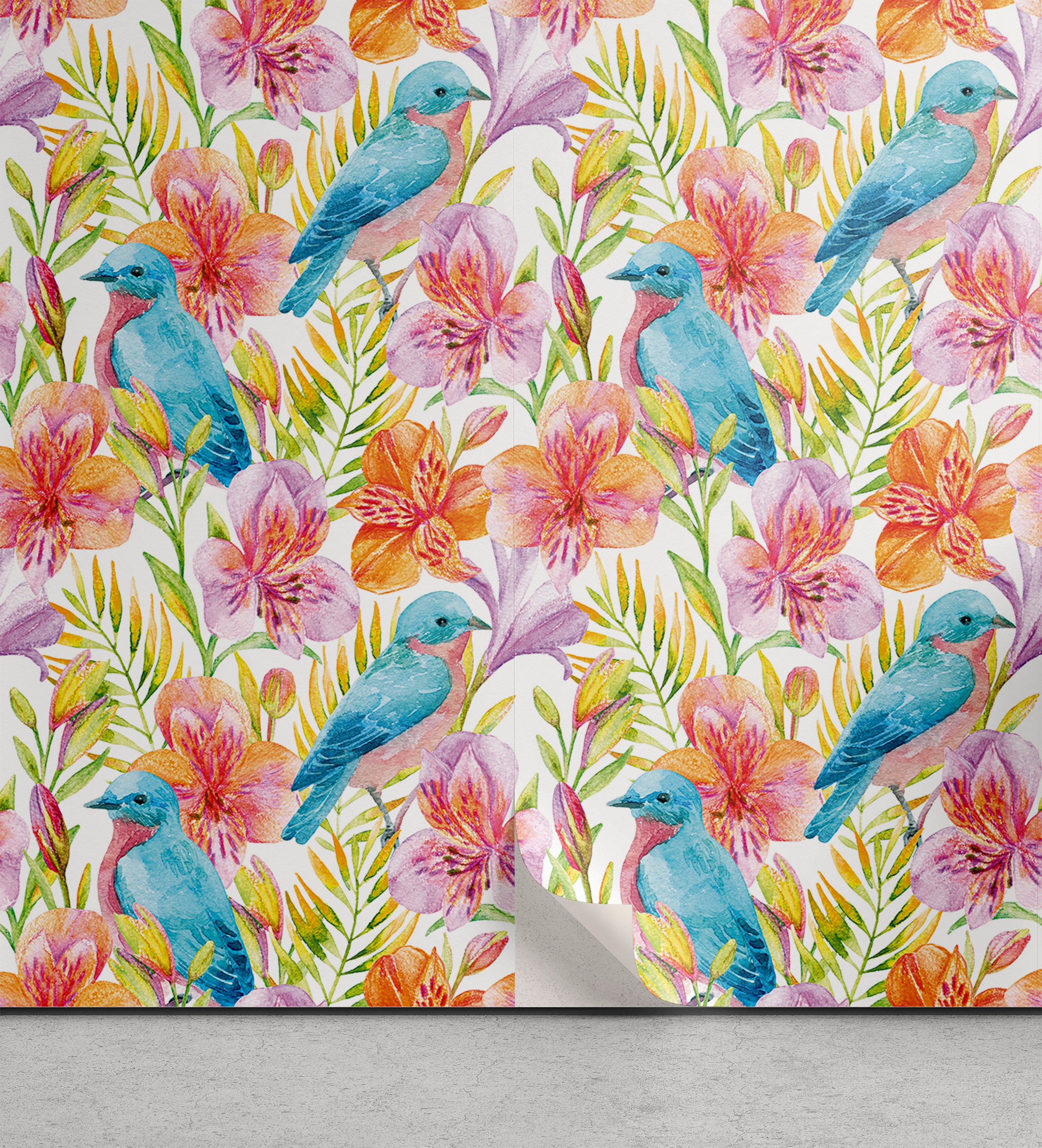 Ambesonne Birds and Nature Peel & Stick Wallpaper for Home, Retro