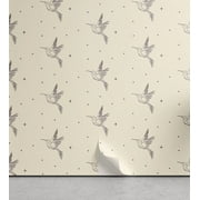Ambesonne Birds and Nature Peel & Stick Wallpaper for Home, Wingy Animal Print, 13"x72", Cream Pale Grey