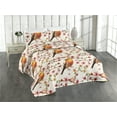 thumbnail image 1 of Ambesonne Birds and Nature Quilted Bedspread Set 3 Pcs, Japanese Sparrow, King, Vermilion Pale Pink Cream, 1 of 4