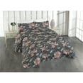thumbnail image 1 of Ambesonne Birds and Nature Quilted Bedspread Set 3 Pcs, Spring Roses Wingy, King, Coral Pale Blue, 1 of 4