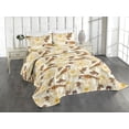 thumbnail image 1 of Ambesonne Birds and Nature Quilted Coverlet 3 Pcs, Boho Asian Floral, Queen Size, Amber Cream Chocolate, 1 of 4