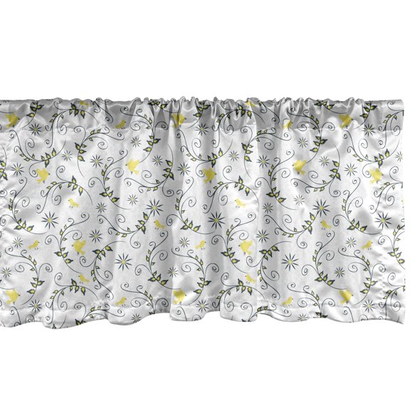Ambesonne Birds and Nature Window Valance, Flying Animals, 42" x 12", Pastel Yellow Eggshell