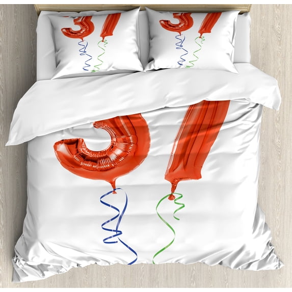Ambesonne Birthday Duvet Cover Set, Older It Gets Party, 2-Calking, Red White