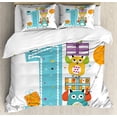 thumbnail image 1 of Ambesonne Birthday Duvet Cover Sets, First Cake Candle Owls, 2-King, Sky Blue Orange, 1 of 3